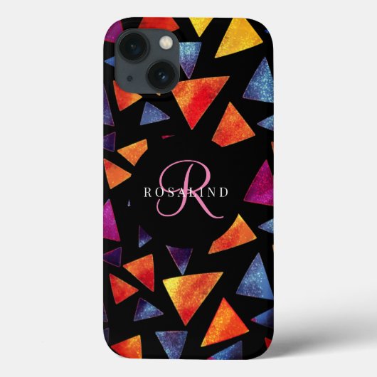 Stijlvol Kleurrijk Driehoekjes Patroon Monogram Case-Mate iPhone Case (Achterkant)