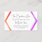 Stijlvol kleurrijk met witte geometrische en monog visitekaartje (Achterkant)