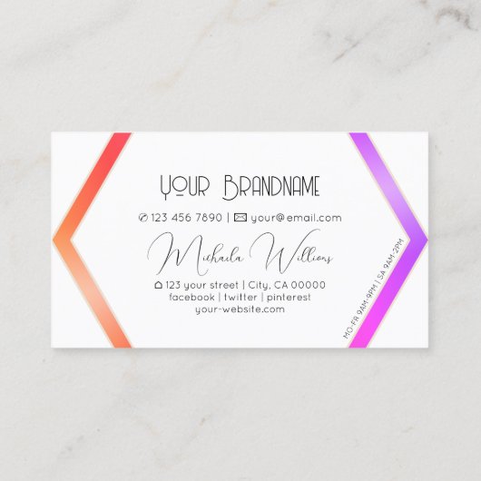 Stijlvol kleurrijk met witte geometrische multikle visitekaartje (Achterkant)