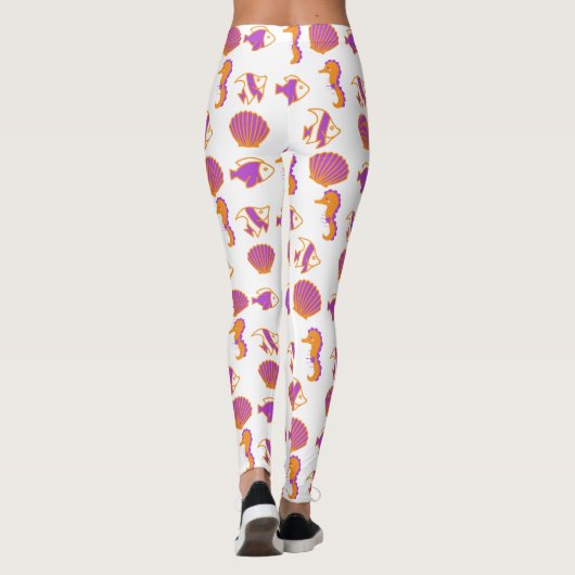 Stijlvol, kleurrijk Zee leven onderwaterpatroon Leggings (Achterkant)