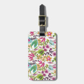 Stijlvol kleurrijk zomer tropisch bloemmotief bagagelabel (Voorkant verticaal)