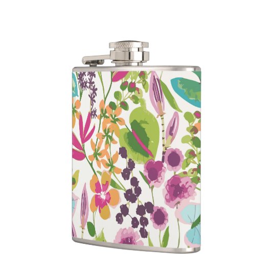 Stijlvol kleurrijk zomer tropisch bloemmotief heupfles (Links)