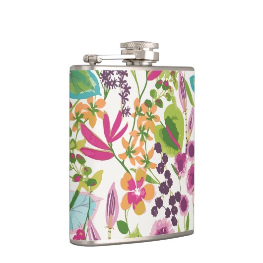 Stijlvol kleurrijk zomer tropisch bloemmotief heupfles (Rechts)
