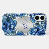 Stijlvol kobaltblauw bloemmotief Case-Mate iPhone case (Achterkant (horizontaal))