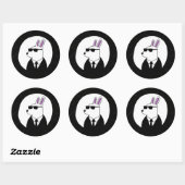 Stijlvol konijn in een pak digitale kunst ronde sticker (Vel)