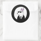 Stijlvol konijn in een pak digitale kunst ronde sticker (Tas)