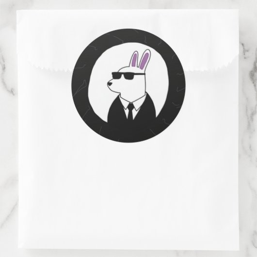 Stijlvol konijn in een pak digitale kunst ronde sticker (Tas)