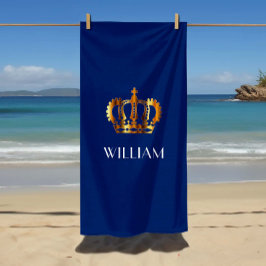 Stijlvol koninklijk goud, naam blauw strandlaken