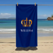 Stijlvol koninklijk goud, naam blauw strandlaken