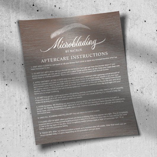 Stijlvol koper voor microblading Aftercare Instruc Flyer
