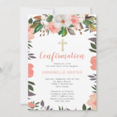 Stijlvol koraal Blush Floral Confirmation Kaart (Voorkant)