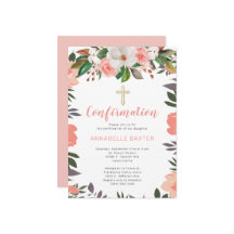 Stijlvol koraal Blush Floral Confirmation
