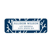 Stijlvol Koraal Patroon - Blauwgroen Blauw Ocean T Etiket (Voorkant)