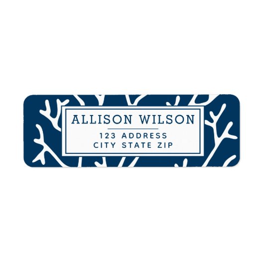 Stijlvol Koraal Patroon - Blauwgroen Blauw Ocean T Etiket (Voorkant)