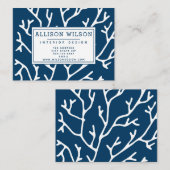 Stijlvol Koraal Patroon - Blauwgroen Blauw Ocean T Visitekaartje (Voorkant / Achterkant)