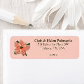 Stijlvol koraal Poinsettia Roze adres Etiket (Insitu)