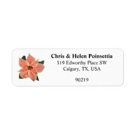 Stijlvol koraal Poinsettia White Address Label