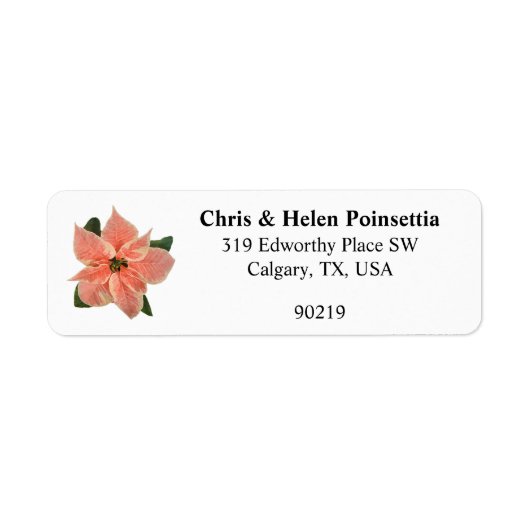 Stijlvol koraal Poinsettia White Address Label (Voorkant)