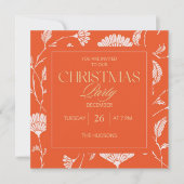 Stijlvol koraal rood bloemmotief kerstfeest feestdagenkaart (Voorkant)