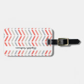 Stijlvol koraal roze en wit Chevron Pattern Bagagelabel (Voorkant horizontaal)