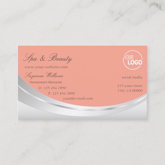 Stijlvol koraal Silver met Logo en Sparkle Diamond Visitekaartje (Achterkant)