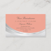 Stijlvol koraal Silver met monogram en diamant Visitekaartje (Achterkant)