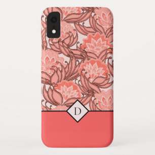 Stijlvol koraalbloempatroon met elk monogram Case-Mate iPhone case