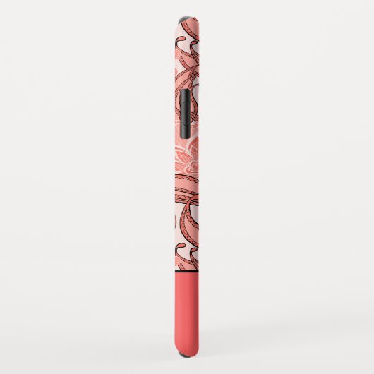 Stijlvol koraalbloempatroon met elk monogram Case-Mate iPhone case (Achterkant/rechts)