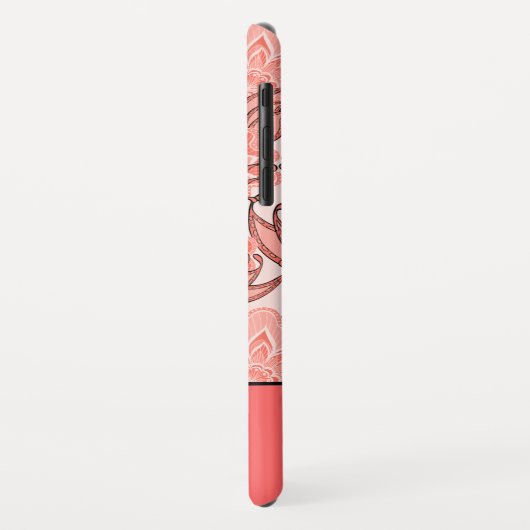 Stijlvol koraalbloempatroon met elk monogram Case-Mate iPhone case (Achterkant/links)