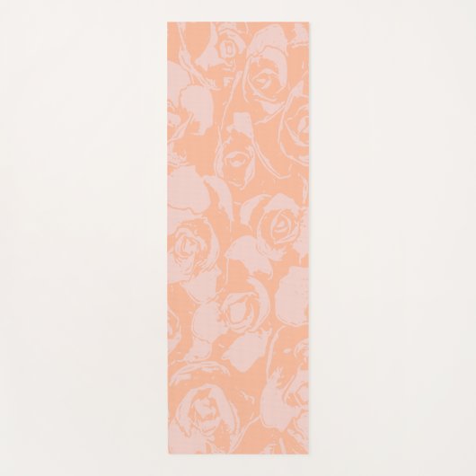 Stijlvol Koraalroze Floral Illustration Pattern Yogamat (Voorkant)