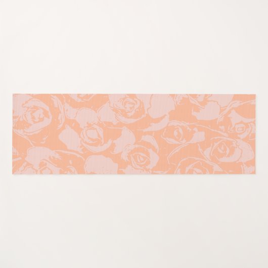 Stijlvol Koraalroze Floral Illustration Pattern Yogamat (Voorkant (horizontaal))