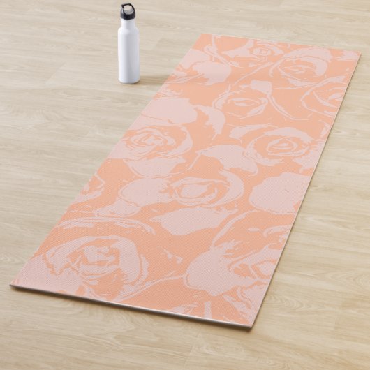 Stijlvol Koraalroze Floral Illustration Pattern Yogamat (In situ)