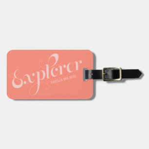 Stijlvol koraalscript Typografie Explorer Bag Labe Bagagelabel