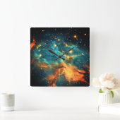 Stijlvol kosmisch sterrenstelsel vierkante klok (Huis)