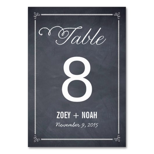 Stijlvol krijttafel nummer Kaart (Voorkant)