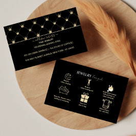 Stijlvol kroonpatroon Zwart Gouden Sieraden Verzor Visitekaartje