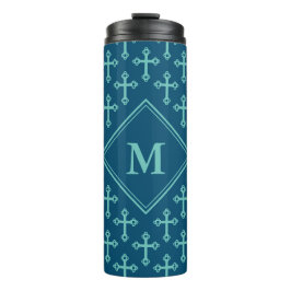 Stijlvol KROSS Monogram Ocean Blue Blauwgroen Thermosbeker
