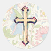  Stijlvol kruisje in lichtgeel Ronde Sticker (Voorkant)