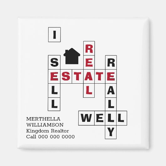 Stijlvol kruiswoord I VERKOPEN REAL ESTATE Magnet (Voorkant)