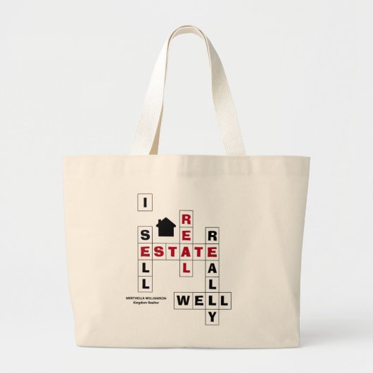Stijlvol kruiswoord I VERKOPEN REAL ESTATE Persona Grote Tote Bag (Voorkant)