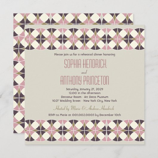 Stijlvol kunstartikel Deco Band Rehearsal Dinner W Kaart (Voorkant / Achterkant)