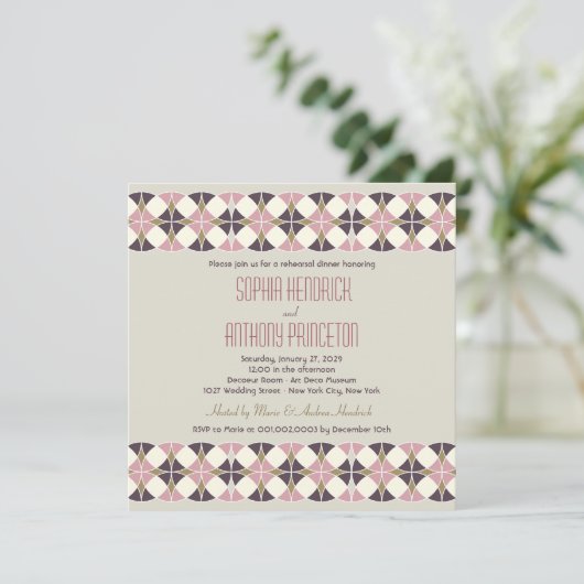 Stijlvol kunstartikel Deco Band Rehearsal Dinner W Kaart (Staand voorkant)