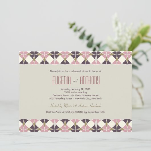 Stijlvol kunstartikel Deco Band Rehearsal Dinner W Kaart (Staand voorkant)