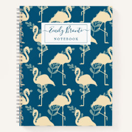 Stijlvol kunstdeco geïnspireerd blauw Flamingo pat Notitieboek
