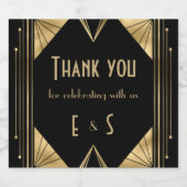 Stijlvol kunstdeco Great Gatsby Party Wedding Sparkling Wijnetiket (Enkel label)