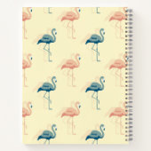 Stijlvol kunstdeco-perzik en blauw Flamingo patroo Notitieboek (Achterkant)