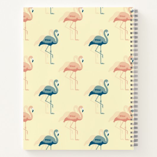 Stijlvol kunstdeco-perzik en blauw Flamingo patroo Notitieboek (Achterkant)