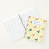Stijlvol kunstdeco-perzik en blauw Flamingo patroo Notitieboek (Binnen)