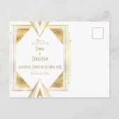 Stijlvol kunstdeco zwart en goud aankondigingskaart (Achterkant)