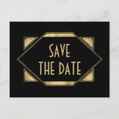 Stijlvol kunstdeco zwart en goud aankondigingskaart (Voorkant)